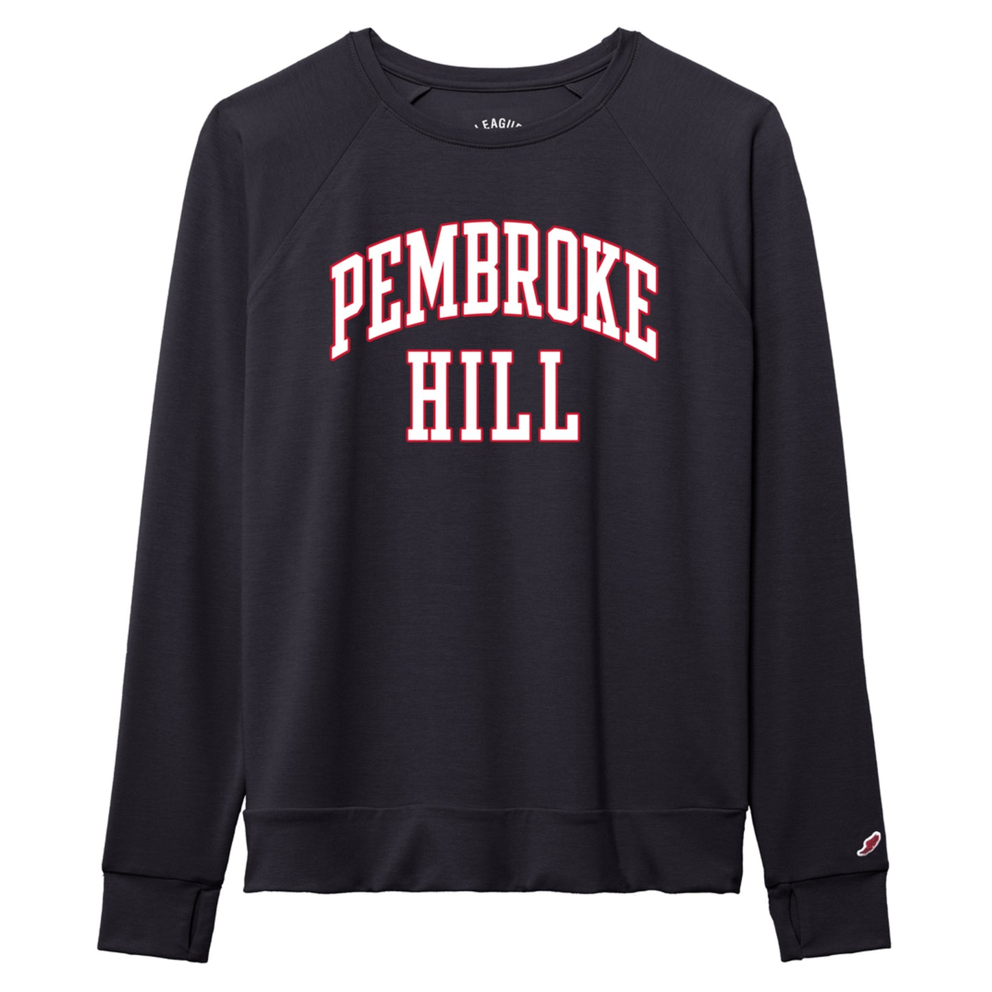 TEE WMNS LS LEAGUE NAVY S-XL