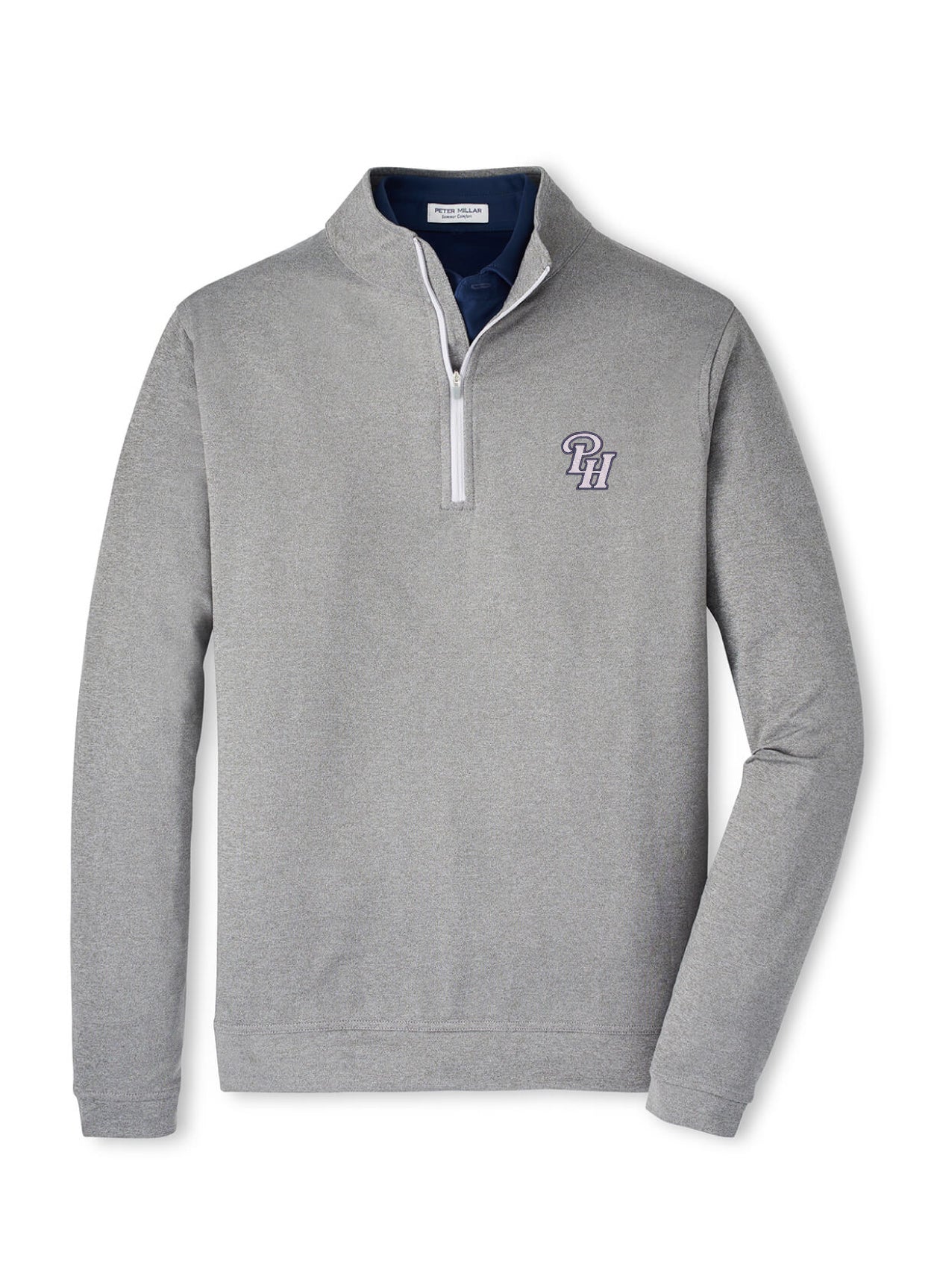 SS 1/4 ZIP PETER MILLAR GRAY M-XXL
