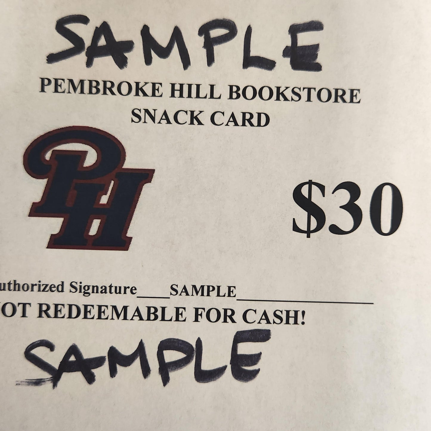 SNACK CARD $30