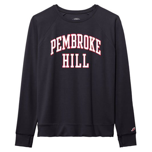 TEE WMNS LS LEAGUE NAVY S-XL